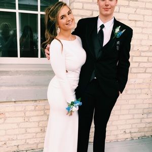 White Long Sleeve Sherri Hill Prom Dress